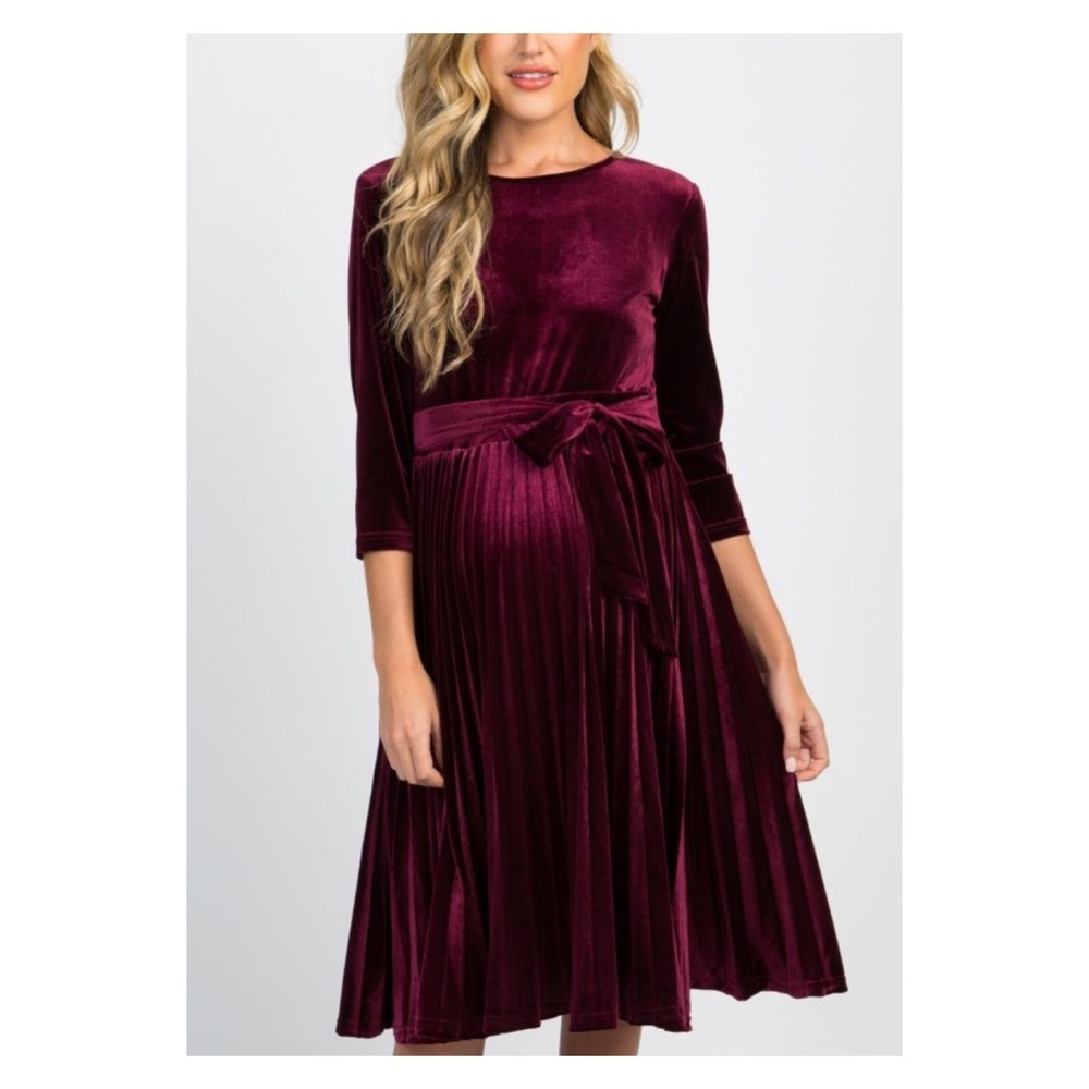 Shop Pink Blush Maternity Red Velvet Midi Dress S